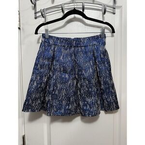 Bethany Mota Blue Metallic Skirt Womens SZ S Pleated Mini Short‎ Party Disco EUC